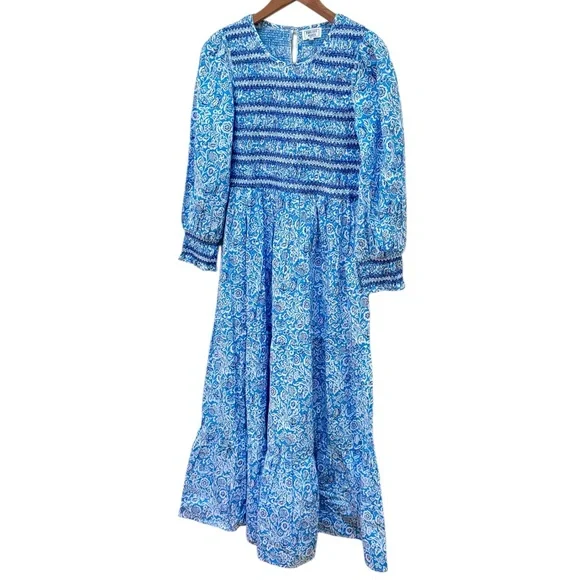 Tuckernuck Pink City Prints Isabel Ornate Sky Blue Smocked Midi Dress - Picture 6 of 16